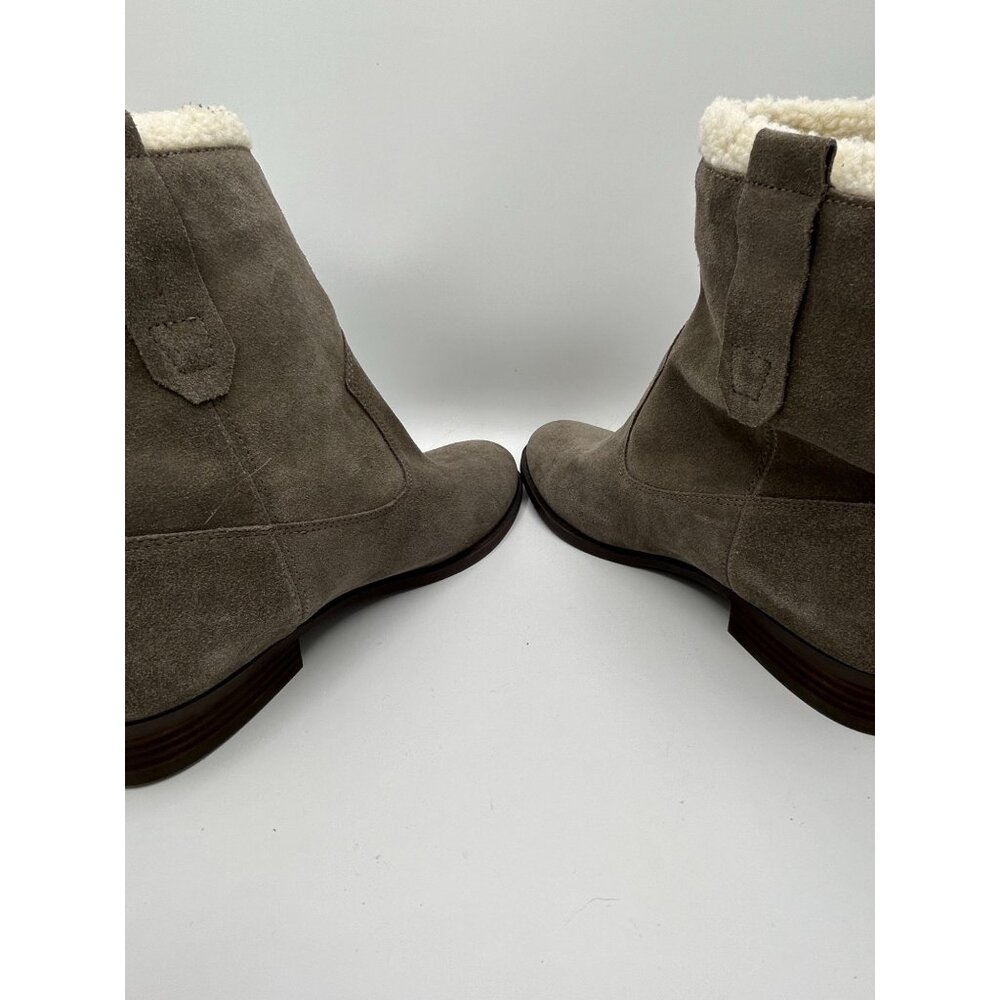 Sole Society Taupe Suede-Like Ankle Boots With Faux Shearling Lining Size 11 - Picture 7 of 8